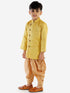 JBN CREATION Boy's Mustard Jute Silk Blend Sherwani Set