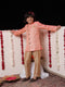 JBN CREATION Boys' Pink Jute Silk Sherwani Set