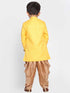 Vastramay Boy's Yellow Jute Silk Blend Sherwani Set