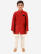Boy's Maroon Silk Blend Jacket Kurta and Pyjama Set