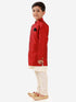 Boy's Maroon Silk Blend Jacket Kurta and Pyjama Set