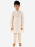 Boy's Maroon Silk Blend Jacket Kurta and Pyjama Set