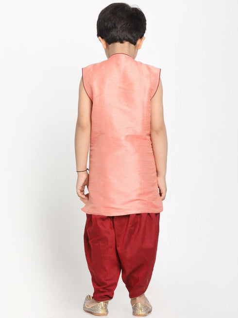 Pink Krishna Style Angrakha Kurta and Dhot Set