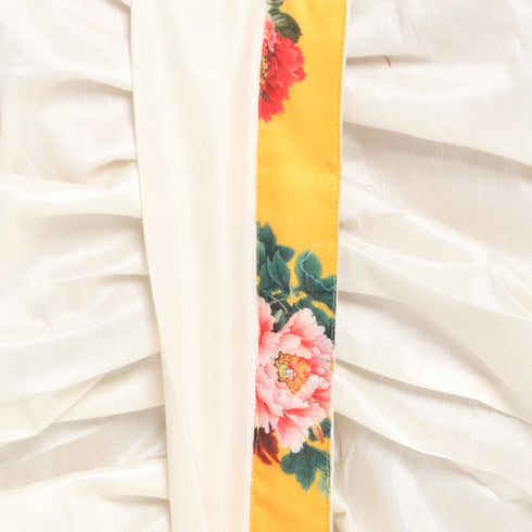 Vastramay Yellow Floral Printed Cotton Silk Siblings Set