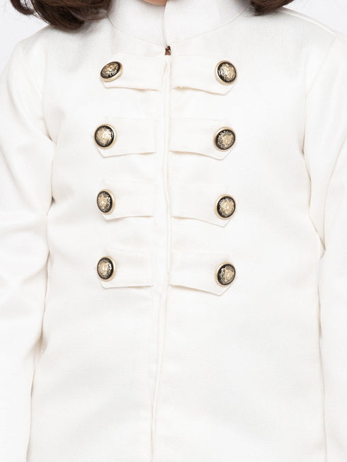 JBN Creation Boy's White & Black Solid Slim-Fit Sherwani Set