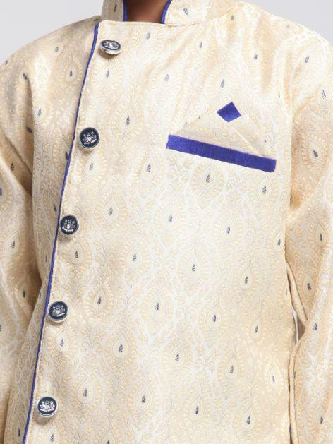 Vastramay Blue Cotton Silk Blend Kurta and Dhoti Set