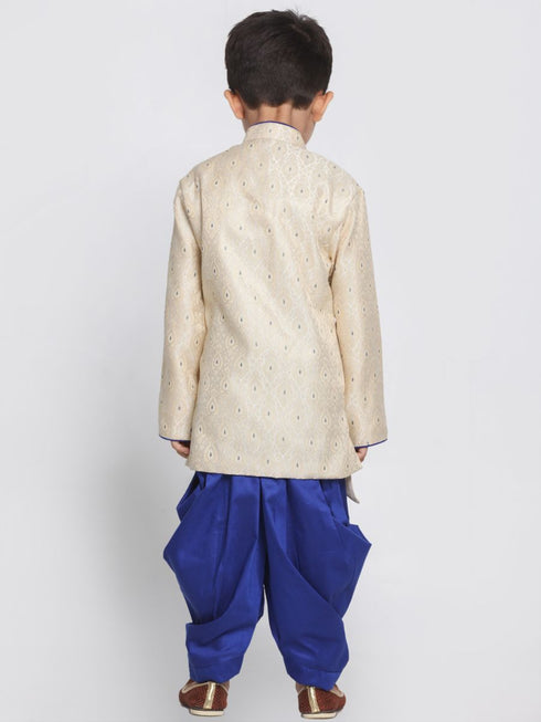 Vastramay Blue Cotton Silk Blend Kurta and Dhoti Set