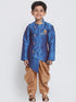 JBN CREATION Boys' Blue Cotton Silk Blend Kurta and Dhoti Set