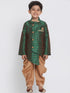 Vastramay Boys' Green Cotton Silk Blend Kurta and Dhoti Set