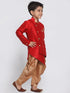 JBN CREATION Boys' Maroon Cotton Silk Blend Kurta and Dhoti Set