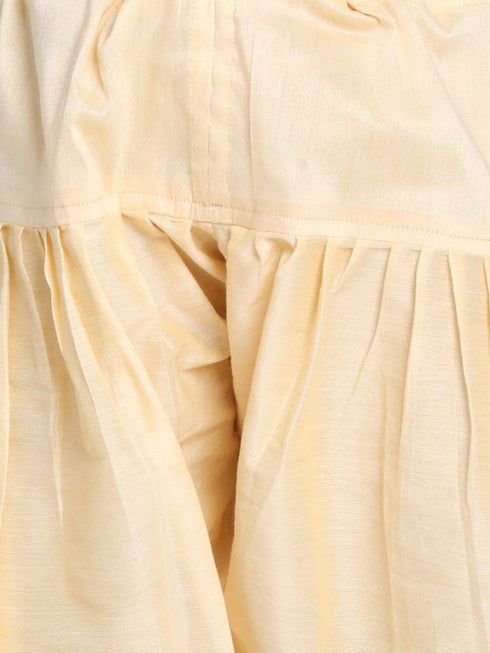 Vastramay Boys' Mint Green Jute Silk Blend Sherwani Set