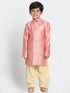 Boys' Pink Jute Silk Blend Sherwani