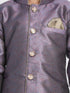 Boys' Purple Silk Blend Sherwani Set