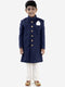 Vastramay Boys Navy Blue Quilted Indowestern Sherwani and Churidar Set