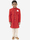 Vastramay Boys Red Quilted Indowestern Sherwani and Churidar Set