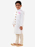 Vastramay Boys White Quilted Indowestern Sherwani and Churidar Set