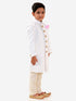 Vastramay Boys White Quilted Indowestern Sherwani and Churidar Set