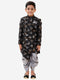 Vastramay Boys Black And Grey Angrakha Style Indowestern Sherwani And Dhoti Set