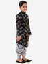 Vastramay Boys Black And Grey Angrakha Style Indowestern Sherwani And Dhoti Set