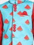 JBN CREATION Boys' Quirky Print Nehru Jacket, Red Kurta And Pyjama Set