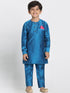 JBN CREATION Boys' Quirky Nehru Jacket, Blue Kurta And Pyjama Set