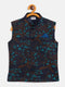 JBN CREATION Boys' Turquoise And Black Jacquard Nehru Jacket