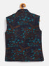 JBN CREATION Boys' Turquoise And Black Jacquard Nehru Jacket