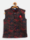 JBN CREATION Boys Maroon And Black Jacquard Nehru Jacket