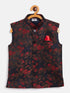 JBN CREATION Boys Maroon And Black Jacquard Nehru Jacket
