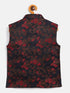 JBN CREATION Boys Maroon And Black Jacquard Nehru Jacket