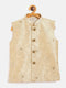 JBN Creation Beige Silk Blend Embroidered Nehru Jacket