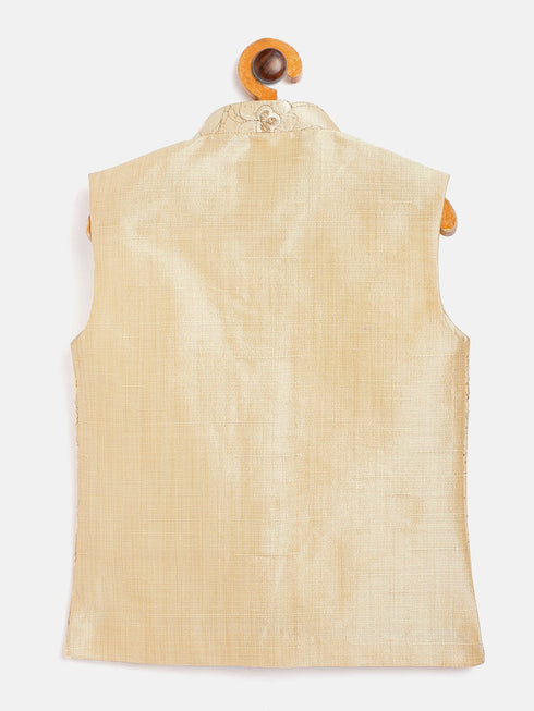 JBN Creation Beige Silk Blend Embroidered Nehru Jacket
