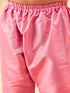 Vastramay Boy's Beige Woven Nehru Jacket With Pink Kurta Pyjama Set