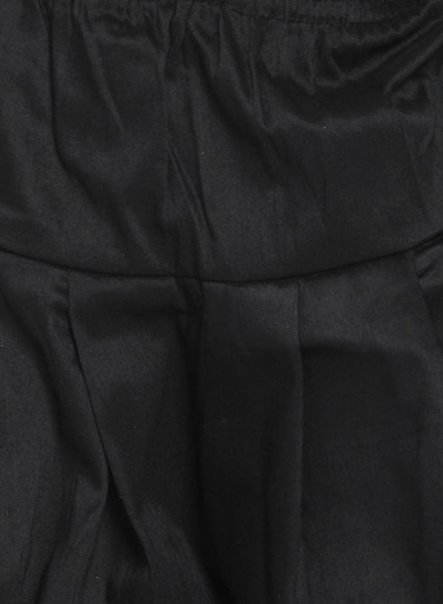 Vastramay Boy's Beige Embroidered Nehru Jacket With Maroon Kurta And Black Dhoti Set