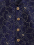 JBN CREATION Boy's Navy Blue Silk Blend Embroidered Nehru Jacket
