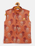 JBN CREATION Orange Sequin Embellished Foam Quilted Nehru Jacket
