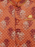 JBN CREATION Orange Sequin Embellished Foam Quilted Nehru Jacket