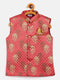 JBN CREATION Boy's Pink Sequin Embellished Foam Quilted Nehru Jacket
