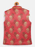 JBN CREATION Boy's Pink Sequin Embellished Foam Quilted Nehru Jacket