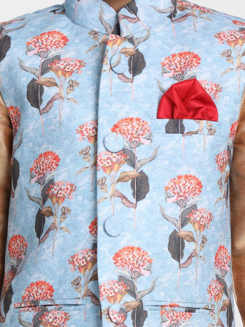 JBN CREATION Boy's Multicolor Cotton Silk Blend Nehru Jacket