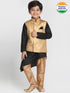 JBN CREATION Boys' Gold Cotton Silk Blend Kurta, Gold Nehru Jacket and Pyjama Set