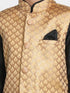 JBN CREATION Boys' Gold Cotton Silk Blend Kurta, Gold Nehru Jacket and Pyjama Set