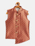 JBN CREATION Boy's Orange Asymmetric Brocade Nehru Jacket