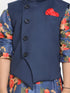 JBN CREATION Blue Twill Jacket, Printed Kurta and Pyjama Set