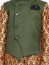 JBN CREATION Boy's Green Twill Jacket, Printed Kurta and Pyjama Set