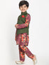 JBN CREATION Boy's Green Twill Jacket, Printed Kurta and Pyjama Set