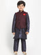 JBN CREATION Boy's Maroon Twill Jacket, Printed Kurta and Pyjama Set