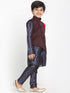 JBN CREATION Boy's Maroon Twill Jacket, Printed Kurta and Pyjama Set