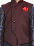 JBN CREATION Boy's Maroon Twill Jacket, Printed Kurta and Pyjama Set