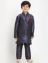 JBN CREATION Boy's Maroon Twill Jacket, Printed Kurta and Pyjama Set